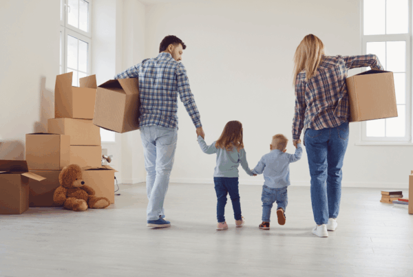 growing family unpacking new home